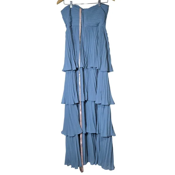 Lulus Seriously Sensational Light Blue Strapless Tiered Maxi Dress M NEW - Image 4