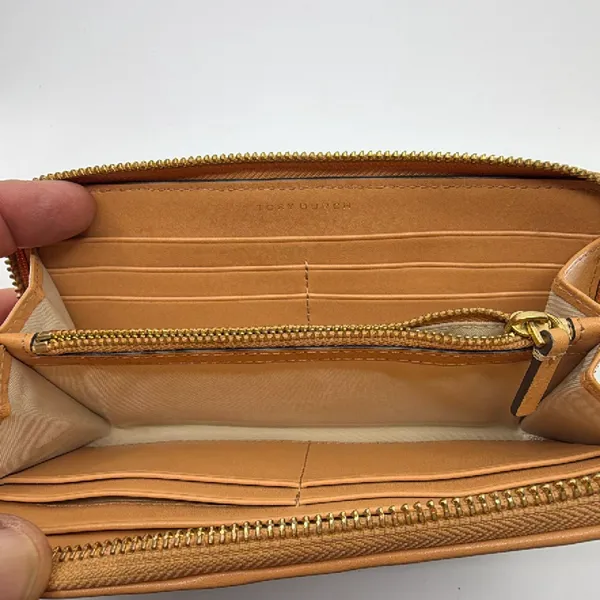 Tory Burch Striped Zip Continental Blue Leather Wallet - Image 4