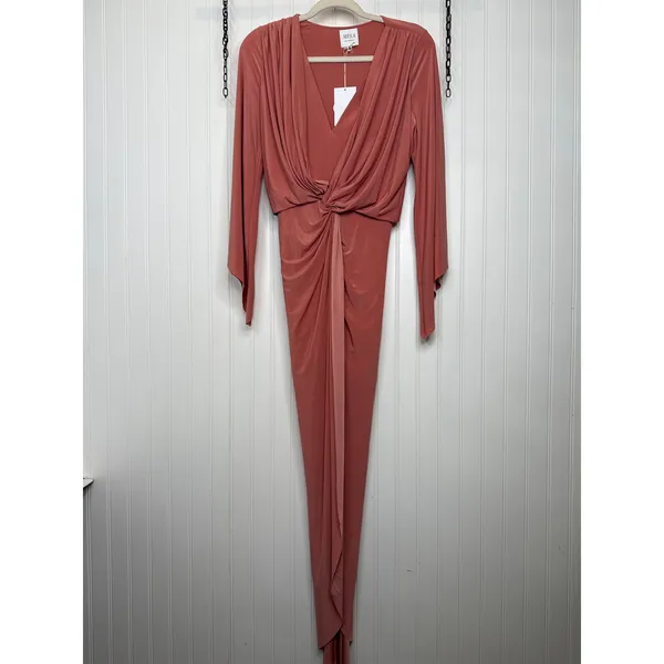 NWT Misa Los Angeles Teget Twisted Maxi Dress Blush Pink Long Sleeve Wedding XS - Image 3