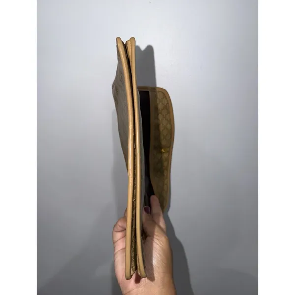 Celine Macadam Canvas Tan Fold Over Clutch Bag Vintage Snap Close T - Image 7