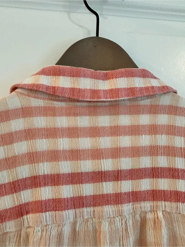 Madewell Central Tunic Shirt White Pink Gingham Size M - Image 10