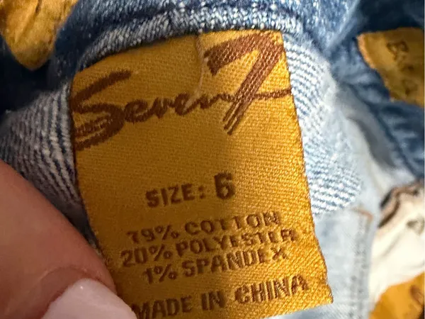 Vntg Seven7 lower rise blue denim jeans with embroidered logo on back pockets si - Image 5