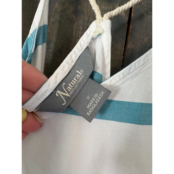 Natural Reflections Womens Striped Maxi Dress‎ Teal Pink Rope Straps Size Small - Image 6