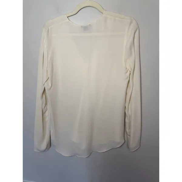 Theory 100% Silk Ivory V Neck Blouse Long Sleeve Women's Sz S EUC - Image 2