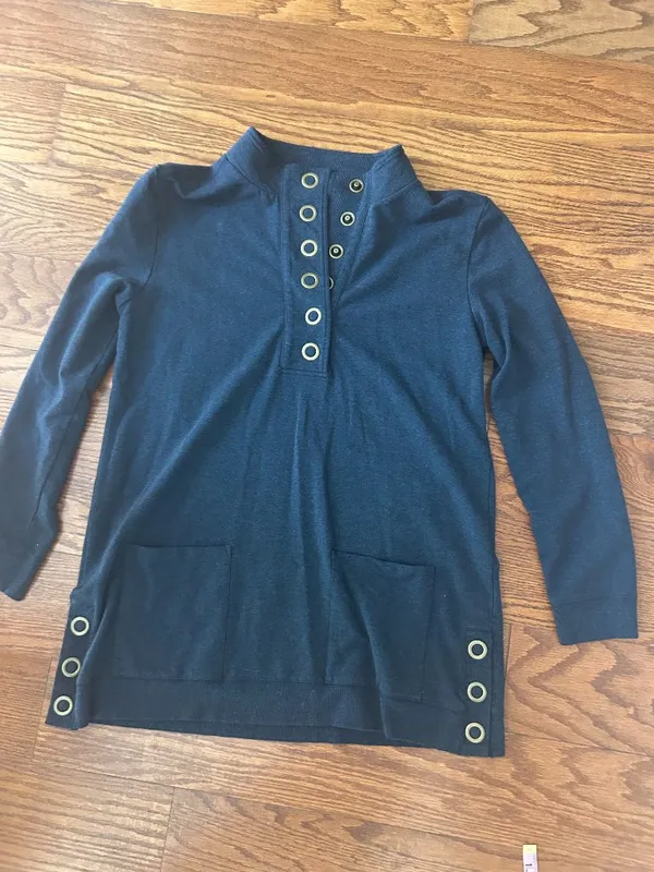 Soft Surroundings Lakshmi Tunic Pullover Navy Size Medium Athleisure Sweatshirt - Image 15