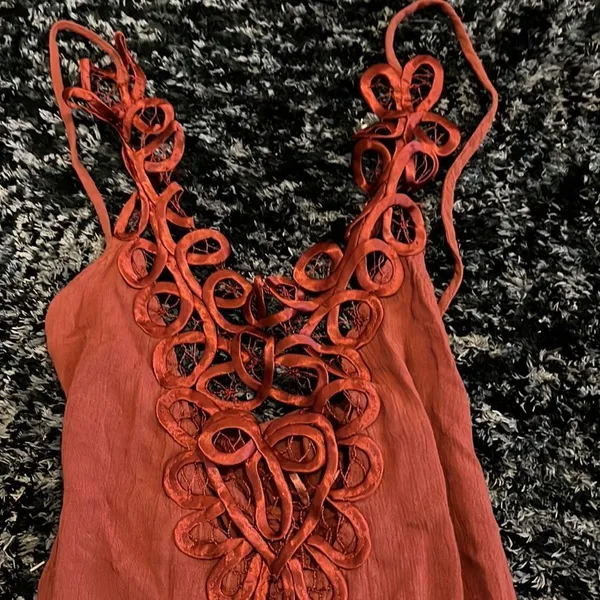 Free people orange‎ rust mini dress small - Image 4