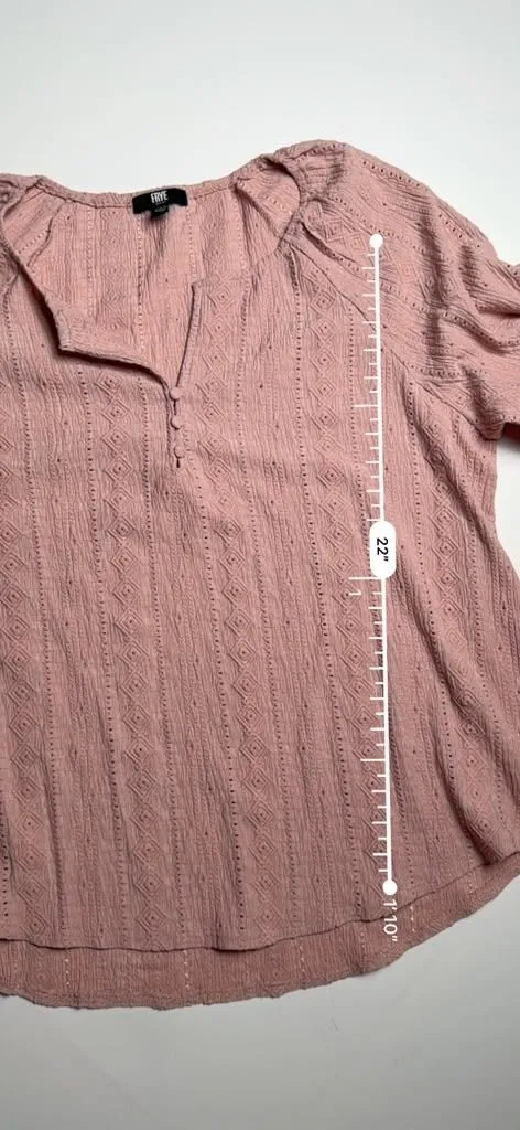 Frye Women's Rose Mauve Boho Knit Long Sleeve V Neck Pullover Blouse Large - Image 4