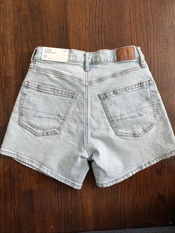 American Eagle Outfitters Light Blue High-Rise Denim Shorts - Image 2