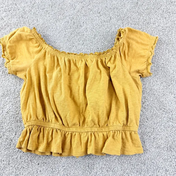 American Eagle‎ Embroidered Floral Crop Top Womens M Boho Off Shoulder Peasant - Image 3