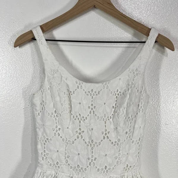 Lilly Pulitzer Calhoun Scoop‎ Neck Resort White Charleston Eyelet Dress Size 0 - Image 13
