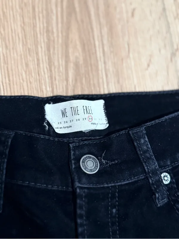 We The Free Free People Black Velvet Pants Button Fly‎ High Rise Size 30 - Image 3