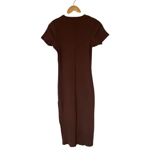 Cotton On Chocolate Brown T shirt Ribbed Maxi Dress Minimalist Basic Casual sz M - Image 7