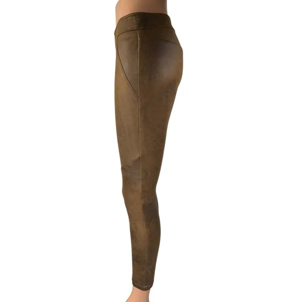 Free People Never Let Go Brown Faux Suede Leather Skinny Leggings Pants Size 4 - Image 2