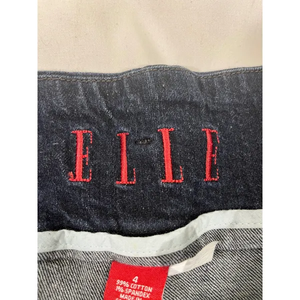 ELLE Dark‎ Wash Women Jeans Trousers Wide Flare Leg Cropped Low Rise Size 4 - Image 3