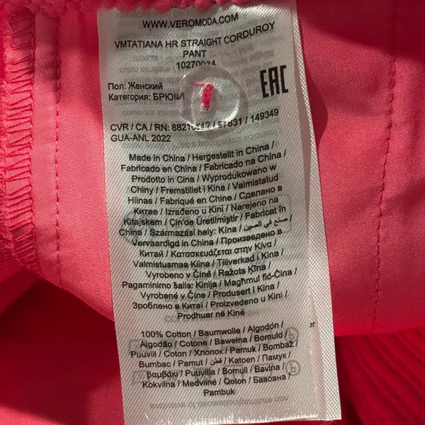 Vero Moda Corduroy Hot Pink Wide Wale Pants Medium 32 High Rise Y2K Indie Retro - Image 3