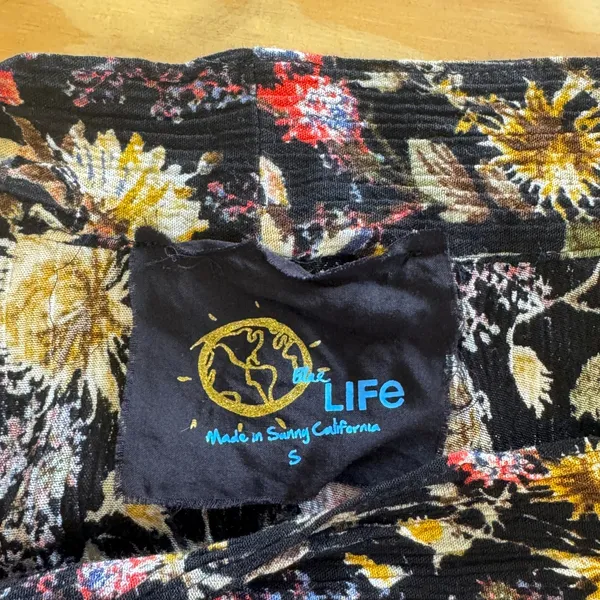 Blue Life Floral Maxi Beach Skirt Black Ruffle High Low Boho Wildflower Rayon Sm - Image 8
