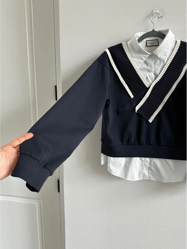 Coco amoni sweater shirt top Navy Blue Size Small Size M - Image 2