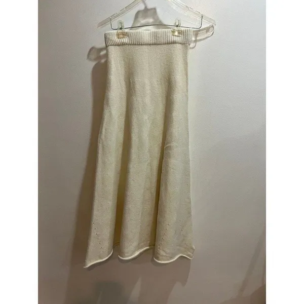 Commense NWT Women Small Cream Knit Midi Skirt Coquette Cottage Minimalist Fall - Image 5
