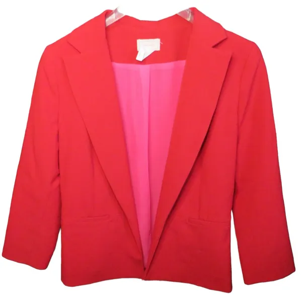 Love Ady Red Cropped Blazer Jacket Hot Pink Lining Size Small S NWOT - Image 2
