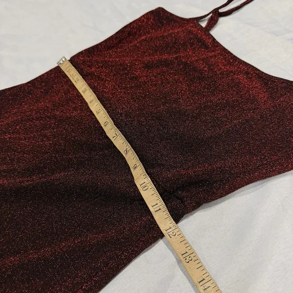 NWT Shein Burgundy Glitter Maxi Dress NWT- Split Thigh Bodycon Prom Gown Sz XS - Image 9