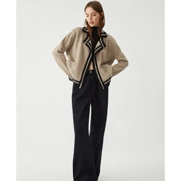 Commense NWT Women Small Tan Knit Open Front Cardigan Quiet Luxury Old Money - Image 3