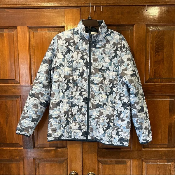 Vera‎ Bradley Reversible Puffer Jacket Coat Textured Garden Blue Size XL - Image 2