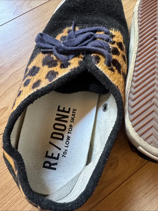 Re/Done Black & Leopard Print Low-Top Sneakers - Image 6