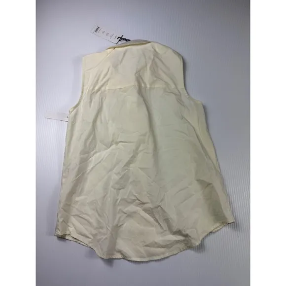 Vetta Sleeveless Button Down‎ Shirt Ivory Collared Top XS - Image 5