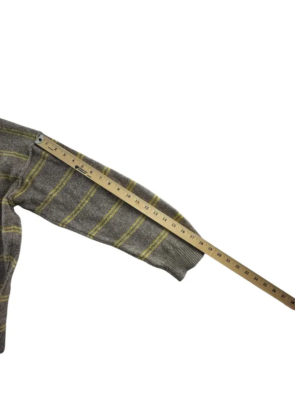 American Eagle Outfitters Gray V-Neck Sweater with Yellow Stripes - Image 7
