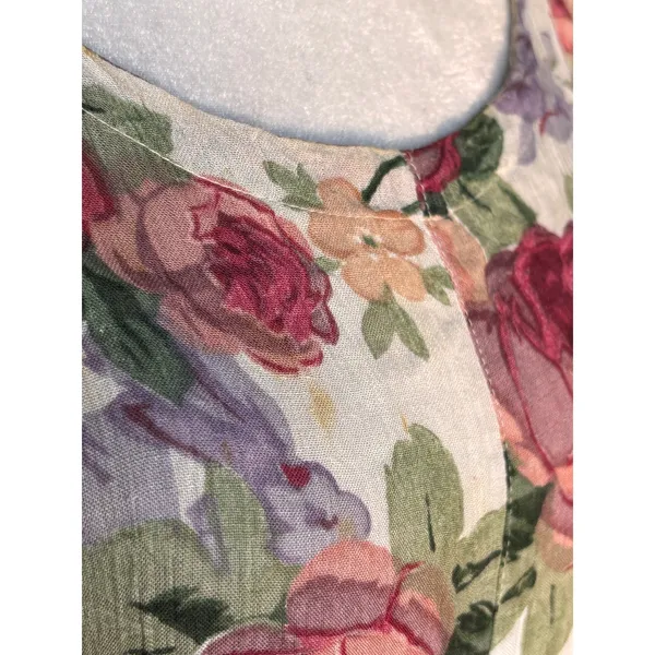 Vintage 90s Baby Pink Floral Crinkle Maxi Dress‎ Romantic Sleeveless Rayon Small - Image 10