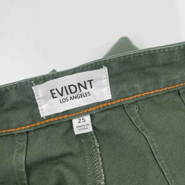 EVIDNT Pants Size 25 Cropped Chino Wide Leg High Waist NWT Green 100% Cotton - Image 4