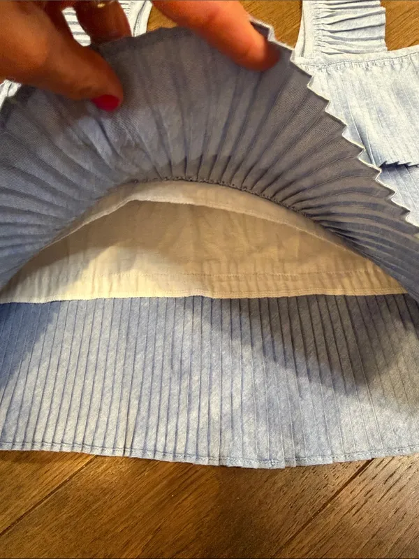 J. Crew French Blue Pleated Tiered Ruffle Tank Top Cami Size Large - C30-125 - Image 3