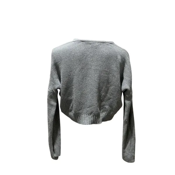 LA Hearts Women's Gray Cropped Henley Sweater Size S Casual Fall - Image 2
