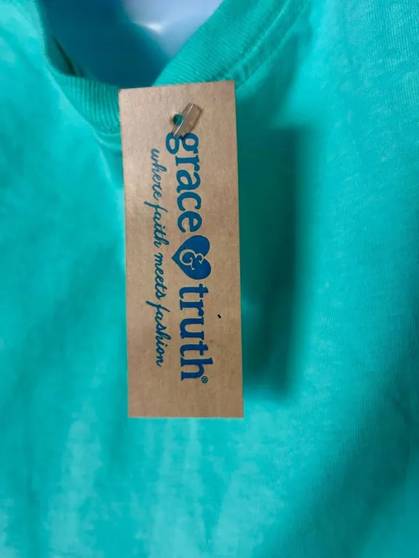 “Jesus over Everything” Aqua Tee Shirt Blue Size M - Image 5