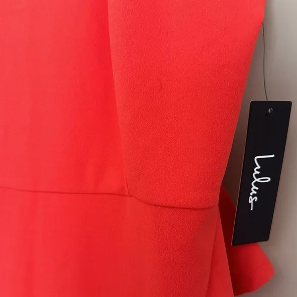 Lulus Great Things‎ Ruffled Bodycon Coral Red Dress Size XL - Image 4