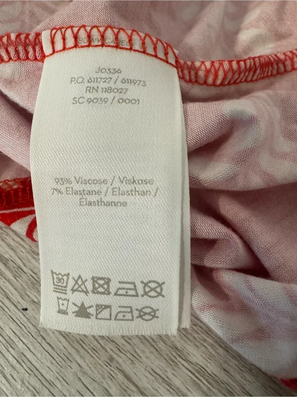BODEN Talia Red Jersey Dress Leaf Striped Print 3/4 Sleeves Drawstring Waist 8 - Image 13