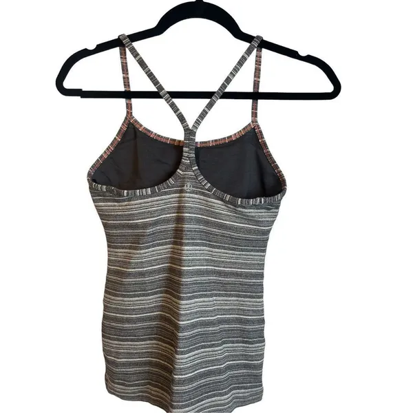 Lululemon y shaped power tank top activewear gray striped size 4 - Image 10