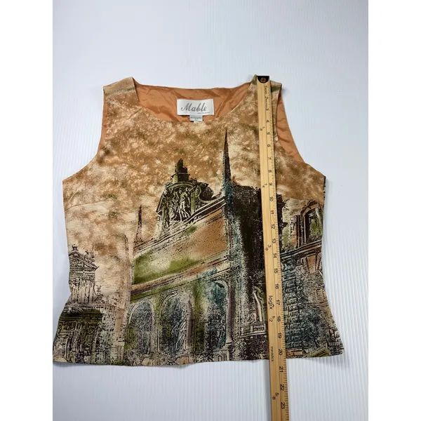 Mable Vintage‎ Sleeveless Top Cityscape Print Artsy Tank Top Size 42 - Image 4