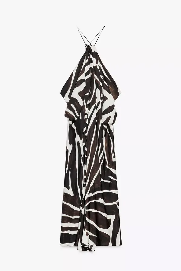Zara animal print Zebra Print Halter Dress midi maxi evening party cocktail - Image 11