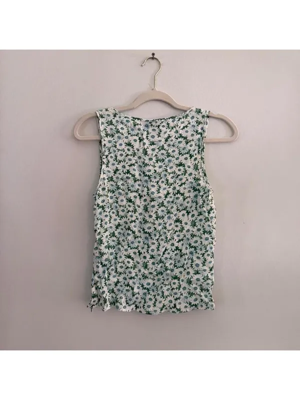 Reformation Miri Floral Tie Front V-Neck Top - Image 4