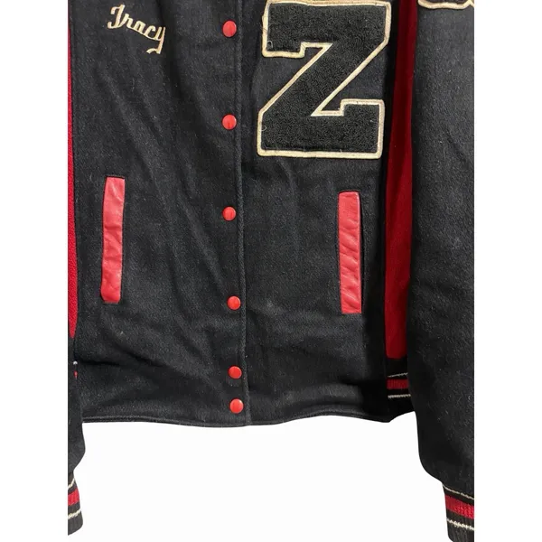 Vintage 80's Trophy Varsity Jacket‎ Black/Red Women's Size Medium Black - Image 5
