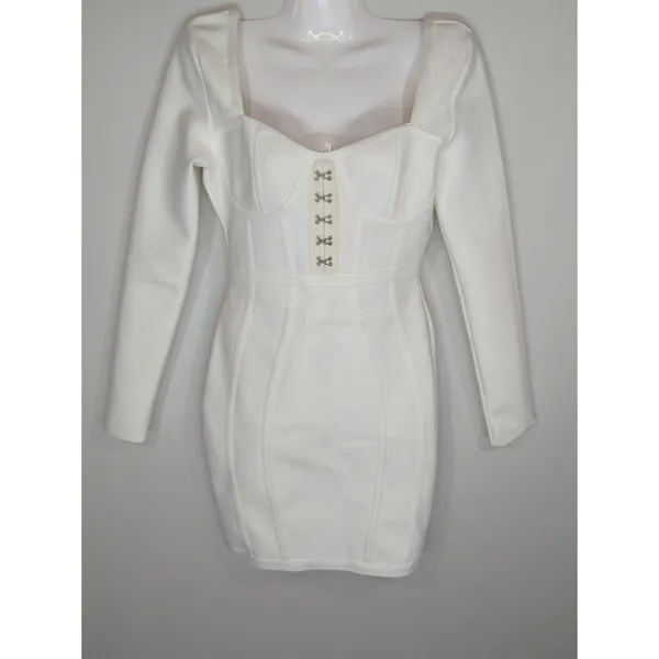 Band of Stars Bodycon Dress‎ White Sweetheart Neck Party Cocktail NWT - Image 2