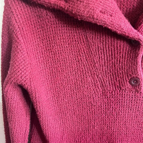 Aerie CozyUp Waffle Button Sweater‎ Oversized Cozy Burgundy Size XXS - Image 7