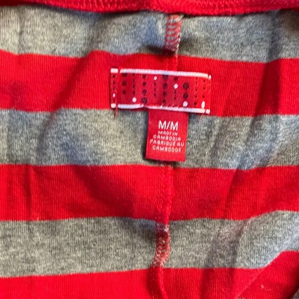 Unbranded Women's Red Gray Striped Long‎ Sleeve One Piece Pajama Jumpsuit M - Image 2