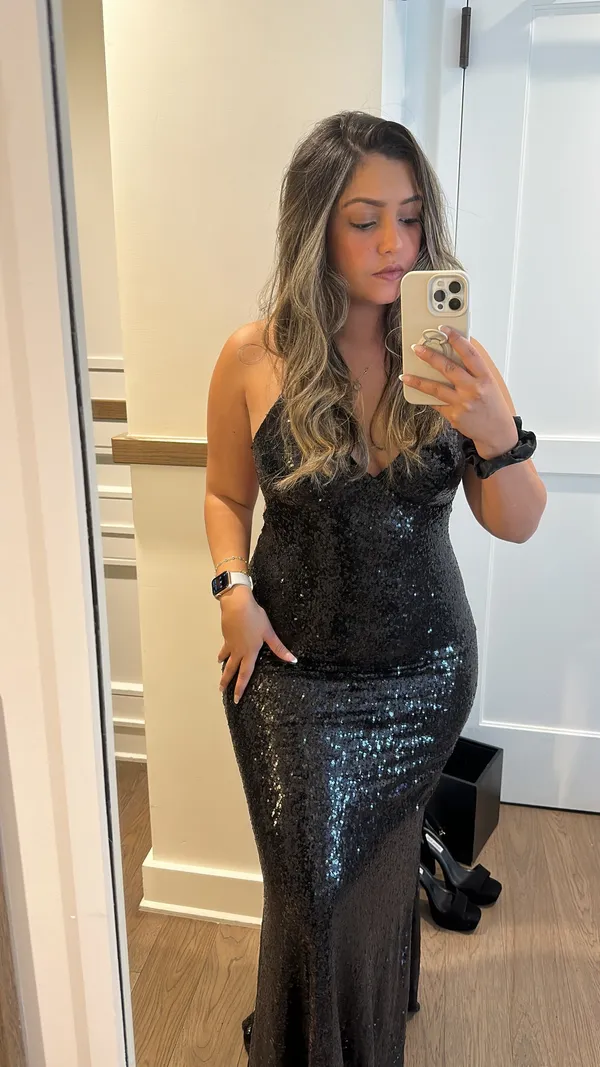 B Darlin Sequin Dress Black - Image 5