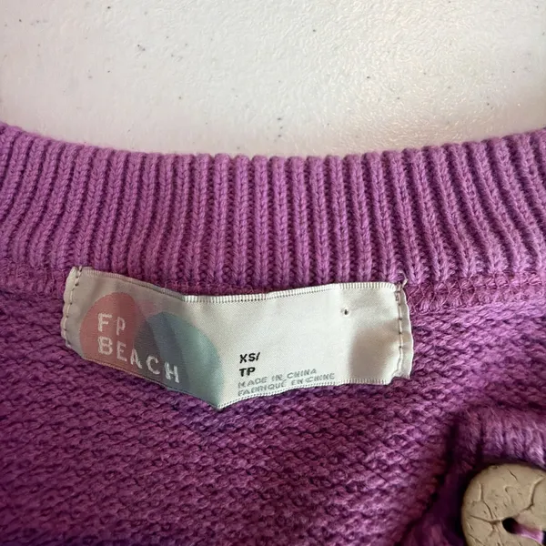 Free People Beach Women Hailey Hailee Waffle Knit Sweater purple XS vacation - Image 8