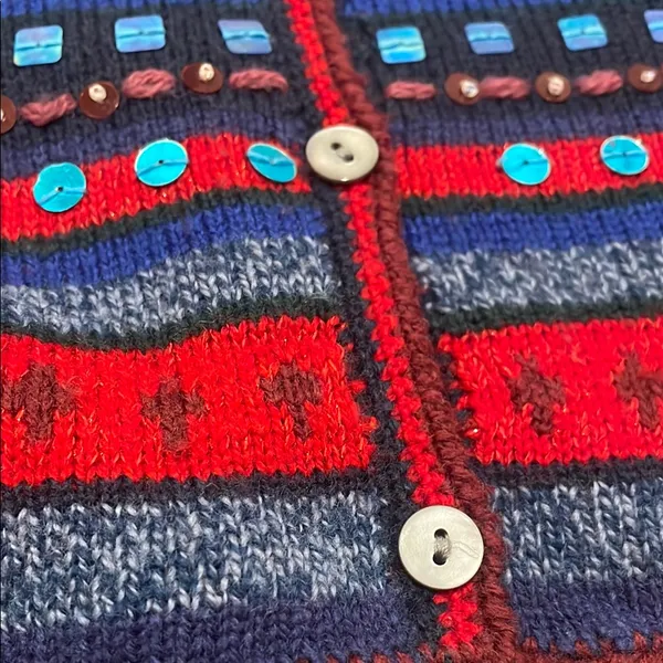 Vintage Striped Multicolor Cardigan Sweater - Image 4