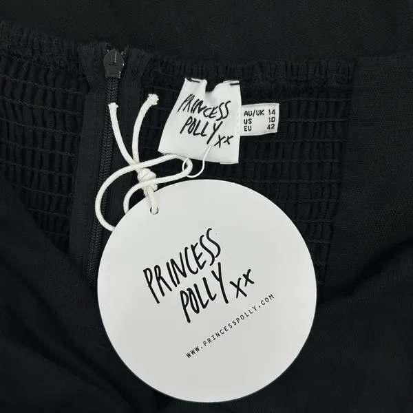PRINCESS POLLY Mini Dress Womens 10 LBD Baddie Grunge Black Cotton Linen Blend - Image 7