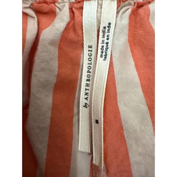 Anthropologie Orange White Striped Cotton Boxer Lounge Shorts Size M - Image 3