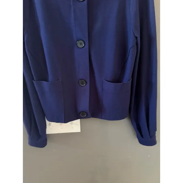 Halogen Womens Navy Blue Button Front Textured Ponte Knit Jacket Size S‎ Career - Image 4